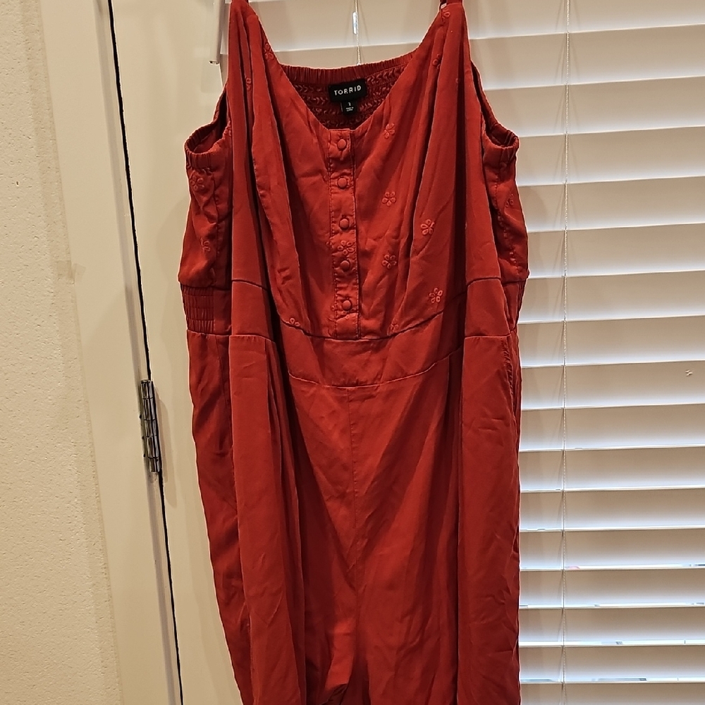 Torrid Red Button-Front Sleeveless Romper